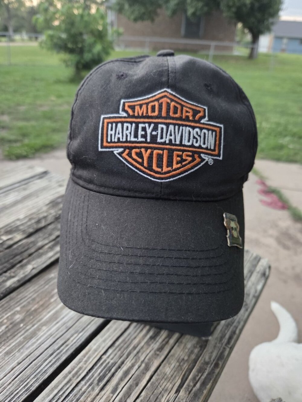Vintage Harley Davidson Annco Snapback Hat Black With Road Warrior Pin